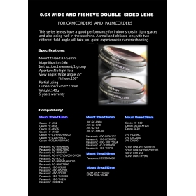 Digital video conversion lenses 58-72 0.6x Double-Sided Lens